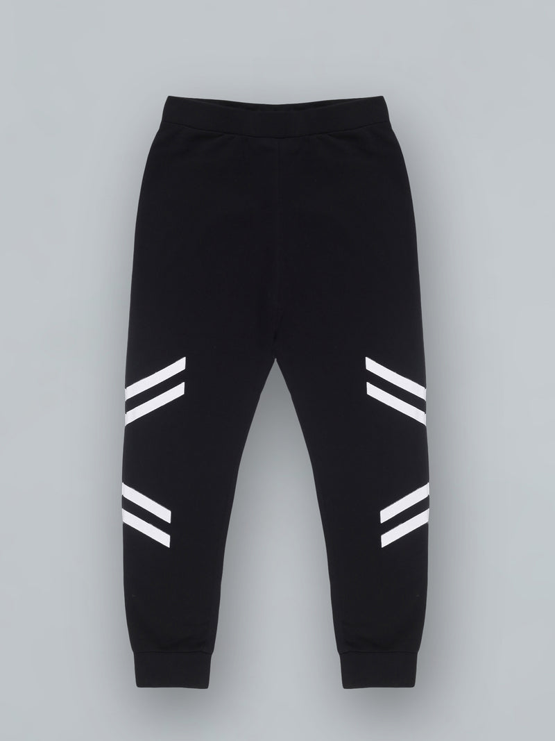 Kids Black Printed Track Pant