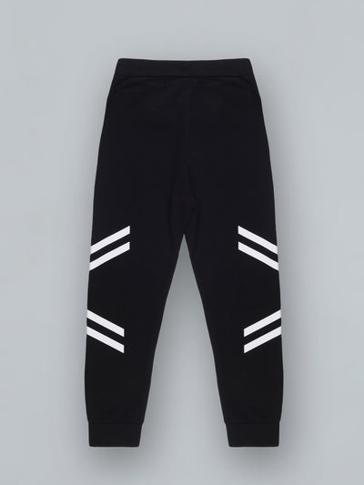 Kids Black Printed Track Pant