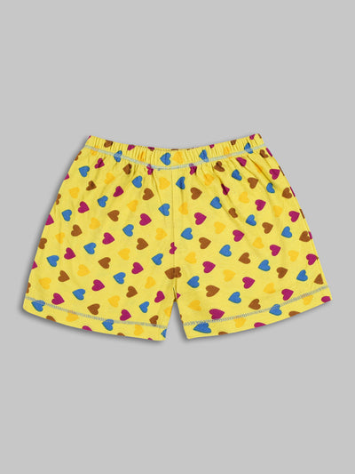 Kids Yellow Heart Printed Shorts