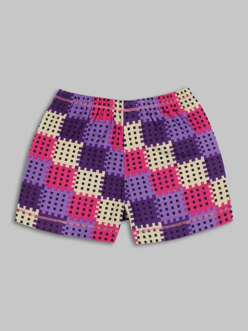 Kids Purple Metro Checks Shorts