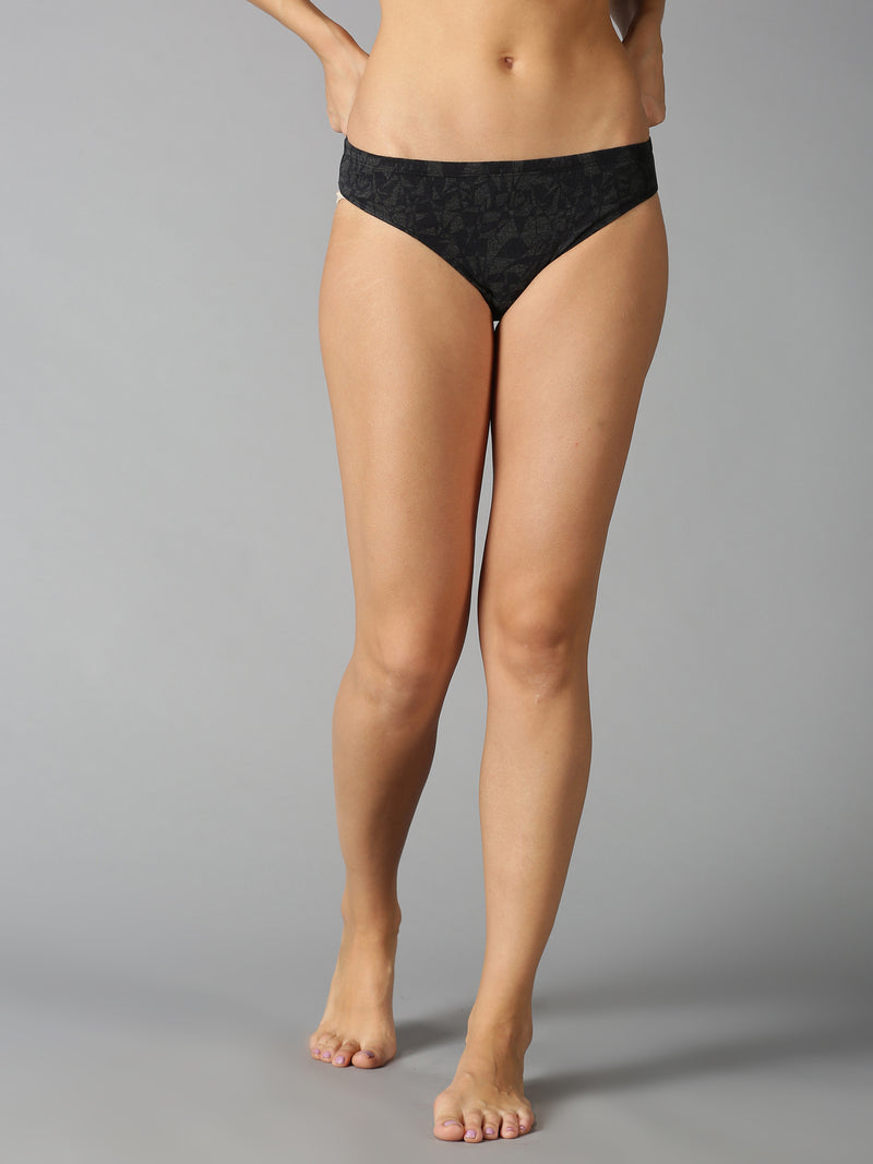 Women Black Solid Cotton Panties