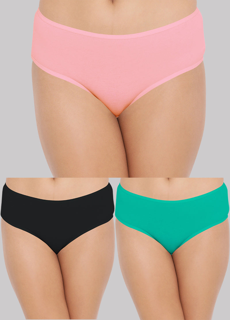 Women MultiColor Solid Combo Panties